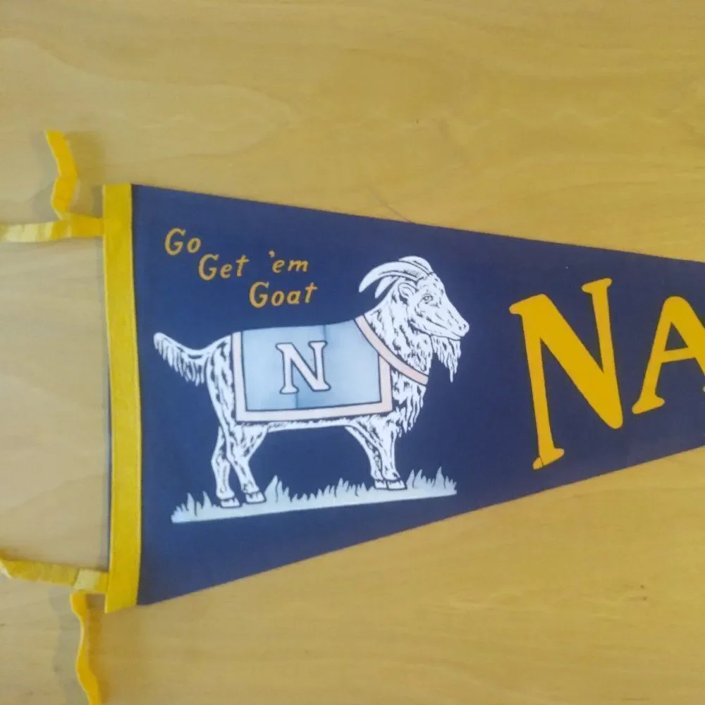 Vintage 60s Navy Goats Pennant Flag